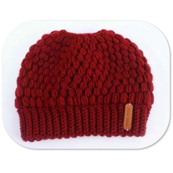 Ponytail Stretch Knit Beanie-4 colors! - Picture 2 of 6